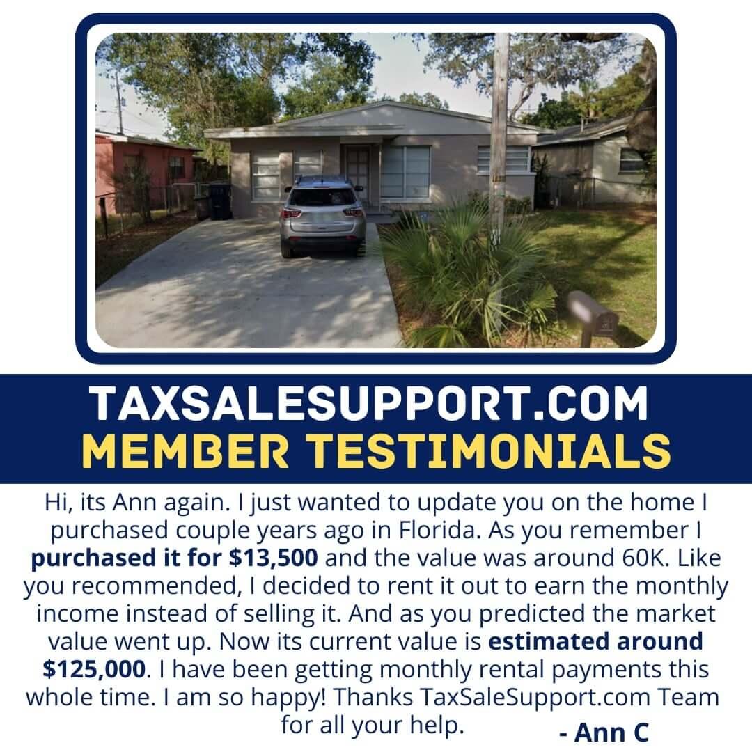 Tax Sale Support Members Testimonial